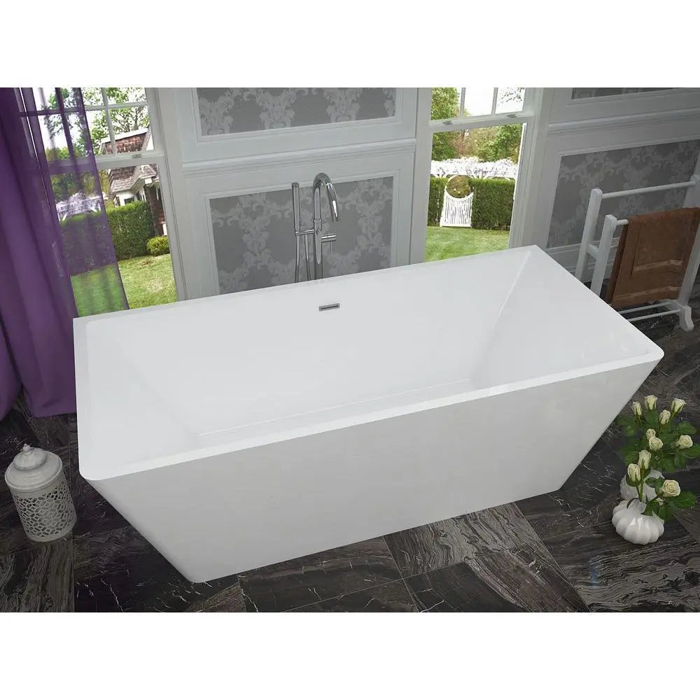 ANZZI Majanel Series FT-AZ005 5.6 ft. Acrylic Center Drain Freestanding Bathtub in Glossy White