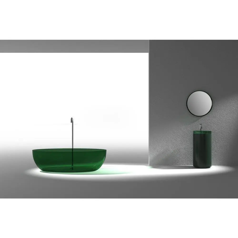 ANZZI Opal Series 5.6 ft. Man-Made Stone Center Drain Freestanding Bathtub SW Corp