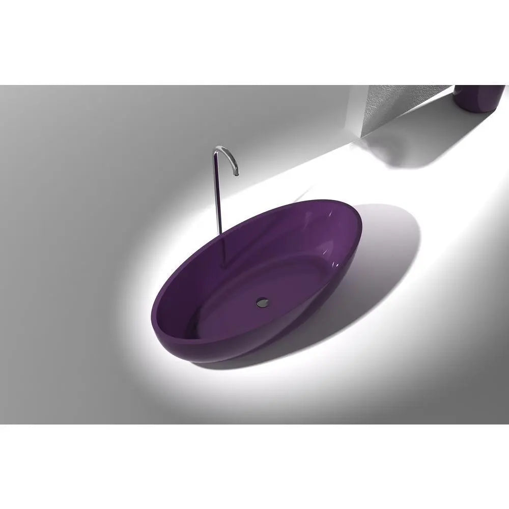 ANZZI Opal Series 5.6 ft. Man-Made Stone Center Drain Freestanding Bathtub SW Corp