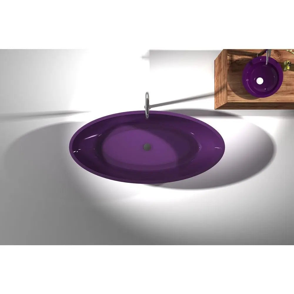 ANZZI Opal Series 5.6 ft. Man-Made Stone Center Drain Freestanding Bathtub SW Corp