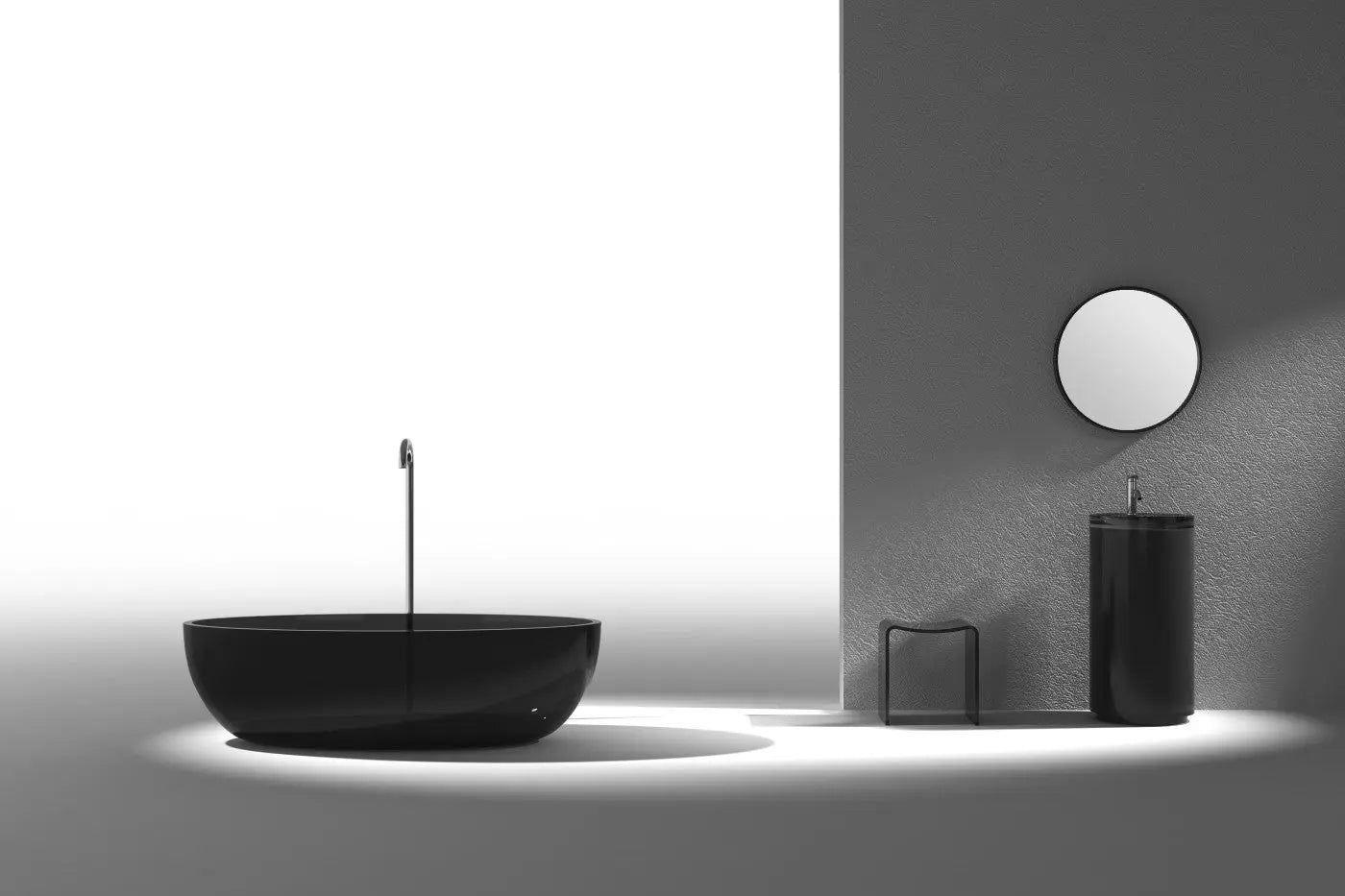 ANZZI Opal Series 5.6 ft. Man-Made Stone Center Drain Freestanding Bathtub SW Corp