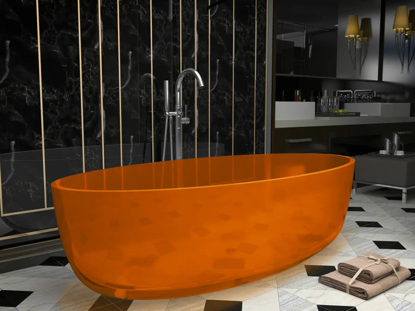 ANZZI Opal Series 5.6 ft. Man-Made Stone Center Drain Freestanding Bathtub SW Corp