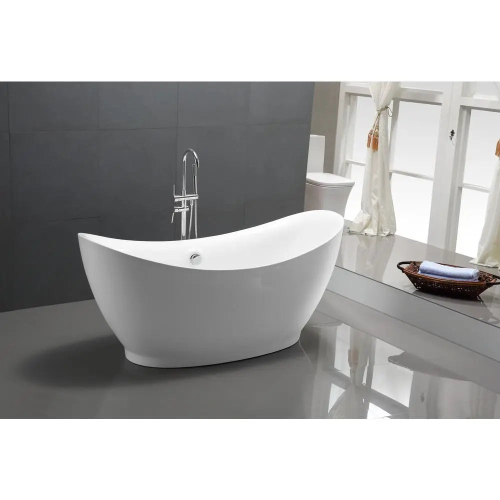 ANZZI Reginald Series FT-AZ091 5.67 ft. Freestanding Bathtub in White SW Corp