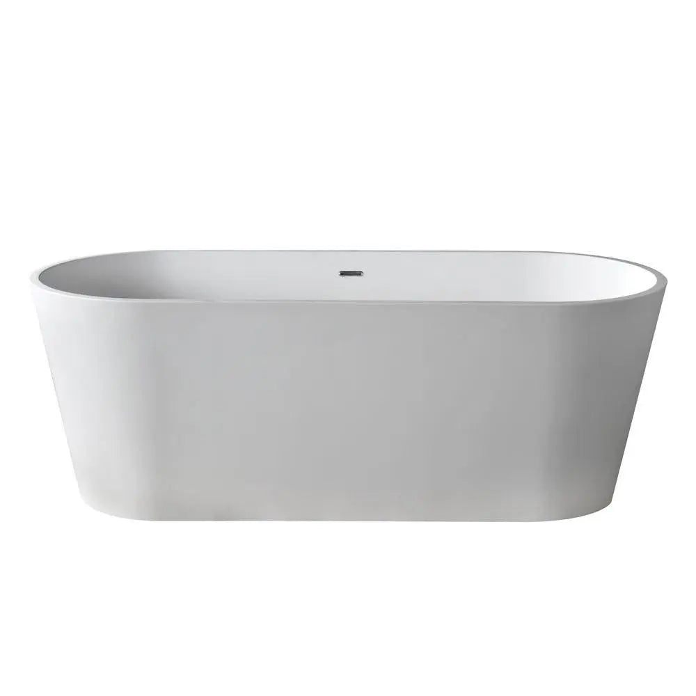 ANZZI Rossetto Series FT-AZ503 5.6 ft. Man-Made Stone Center Drain Freestanding Bathtub in Matte White SW Corp