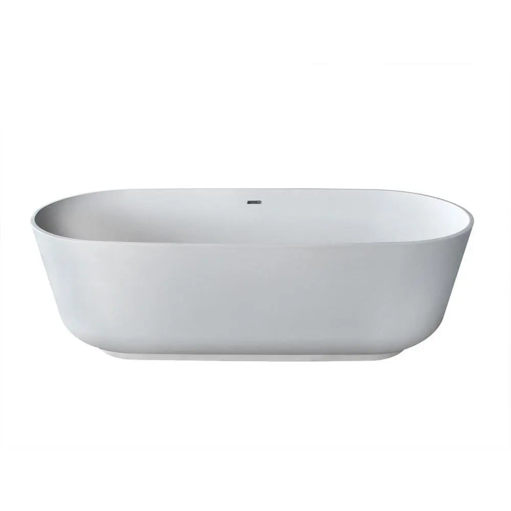 ANZZI Sabbia Series FT-AZ511 5.9 ft. Man-Made Stone Center Drain Freestanding Bathtub in Matte White SW Corp