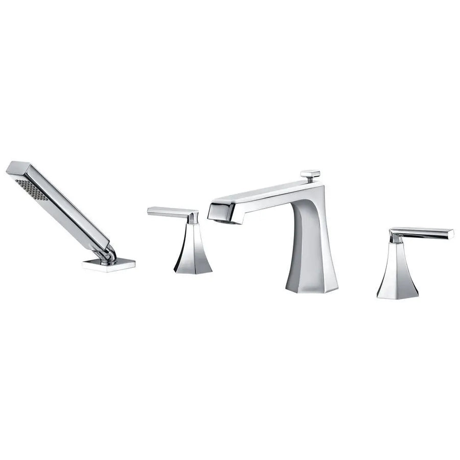 ANZZI Shine Series FR-AZ574 2-Handle Deck-Mount Roman Tub Faucet with Handheld Sprayer in Polished Chrome