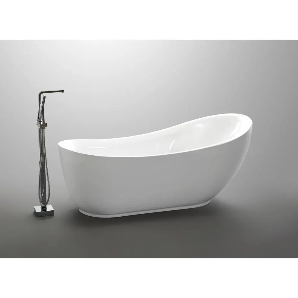 ANZZI Talyah Series FT-AZ090 5.92 ft. White Freestanding Tub with Reversible Drain