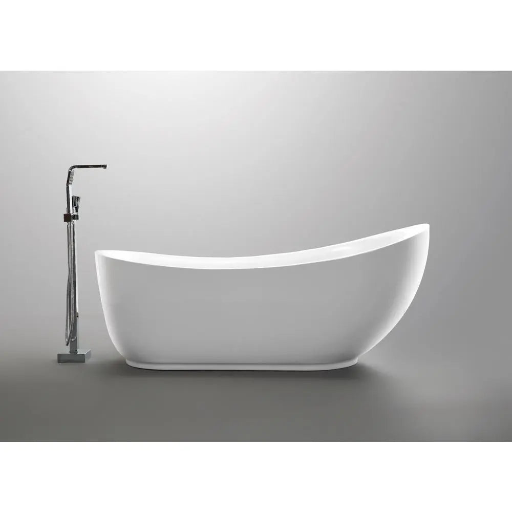 ANZZI Talyah Series FT-AZ090 5.92 ft. White Freestanding Tub with Reversible Drain