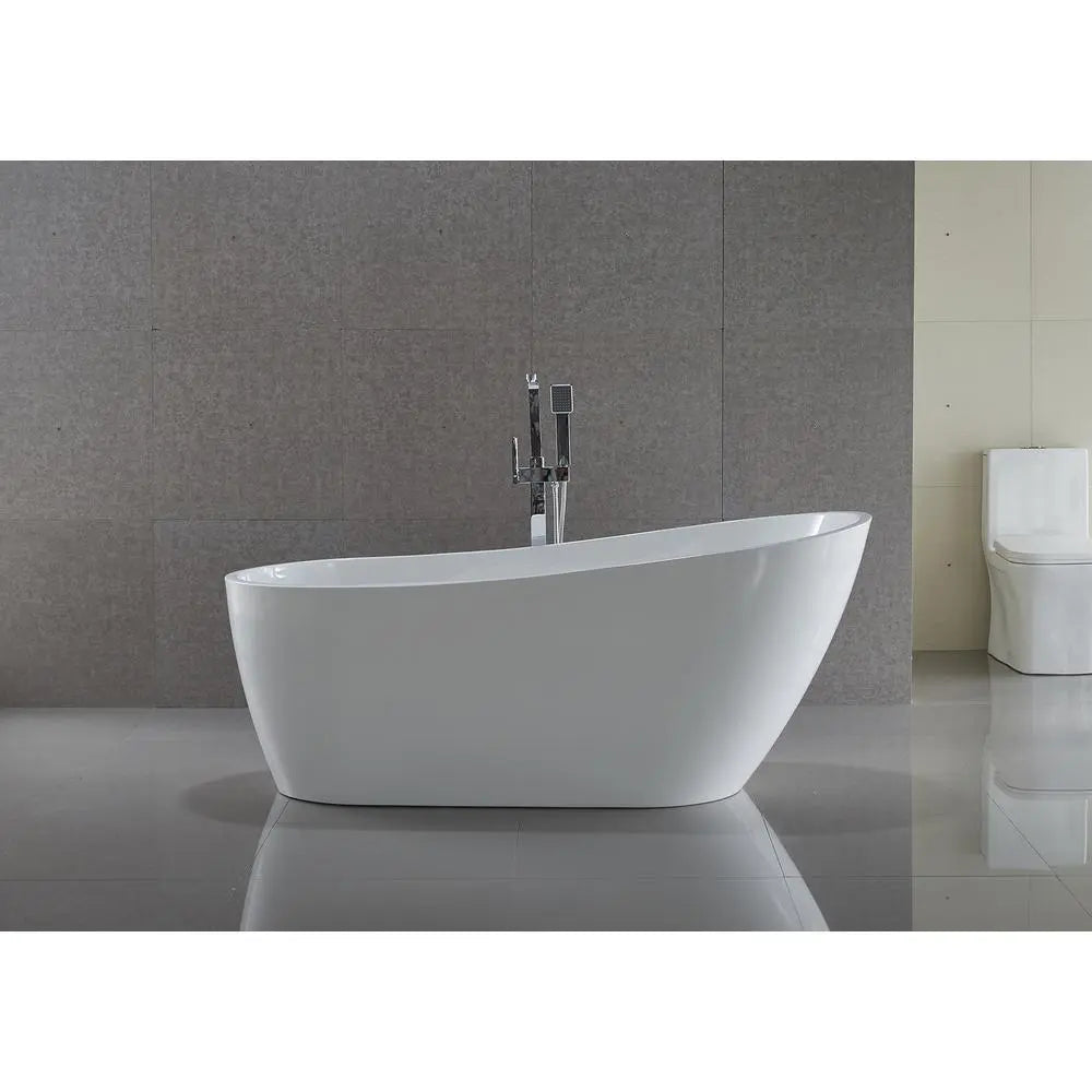 ANZZI Trend Series FT-AZ093 5.58 ft. White Freestanding Tub with Built-In Overflow and Reversible Drain