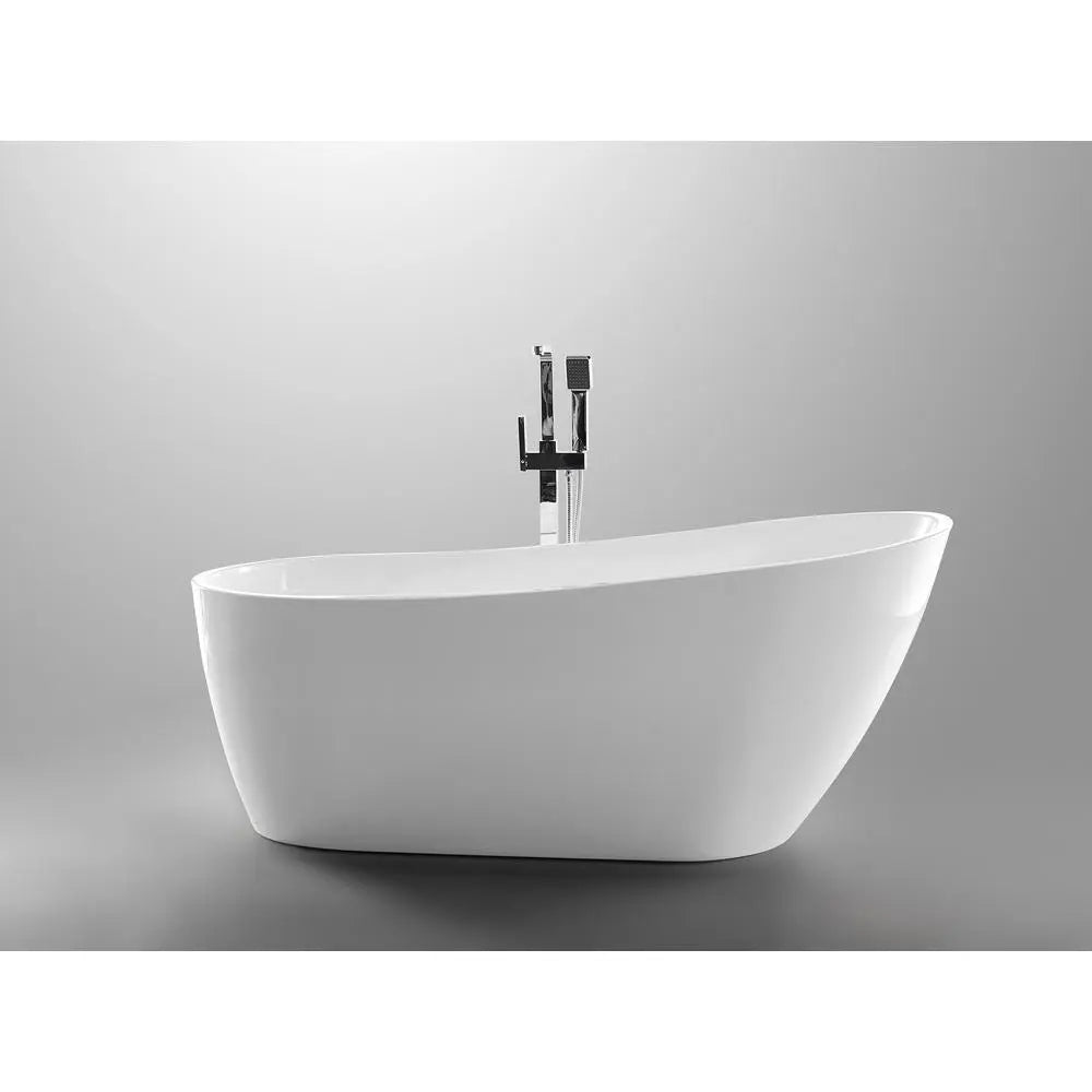 ANZZI Trend Series FT-AZ093 5.58 ft. White Freestanding Tub with Built-In Overflow and Reversible Drain