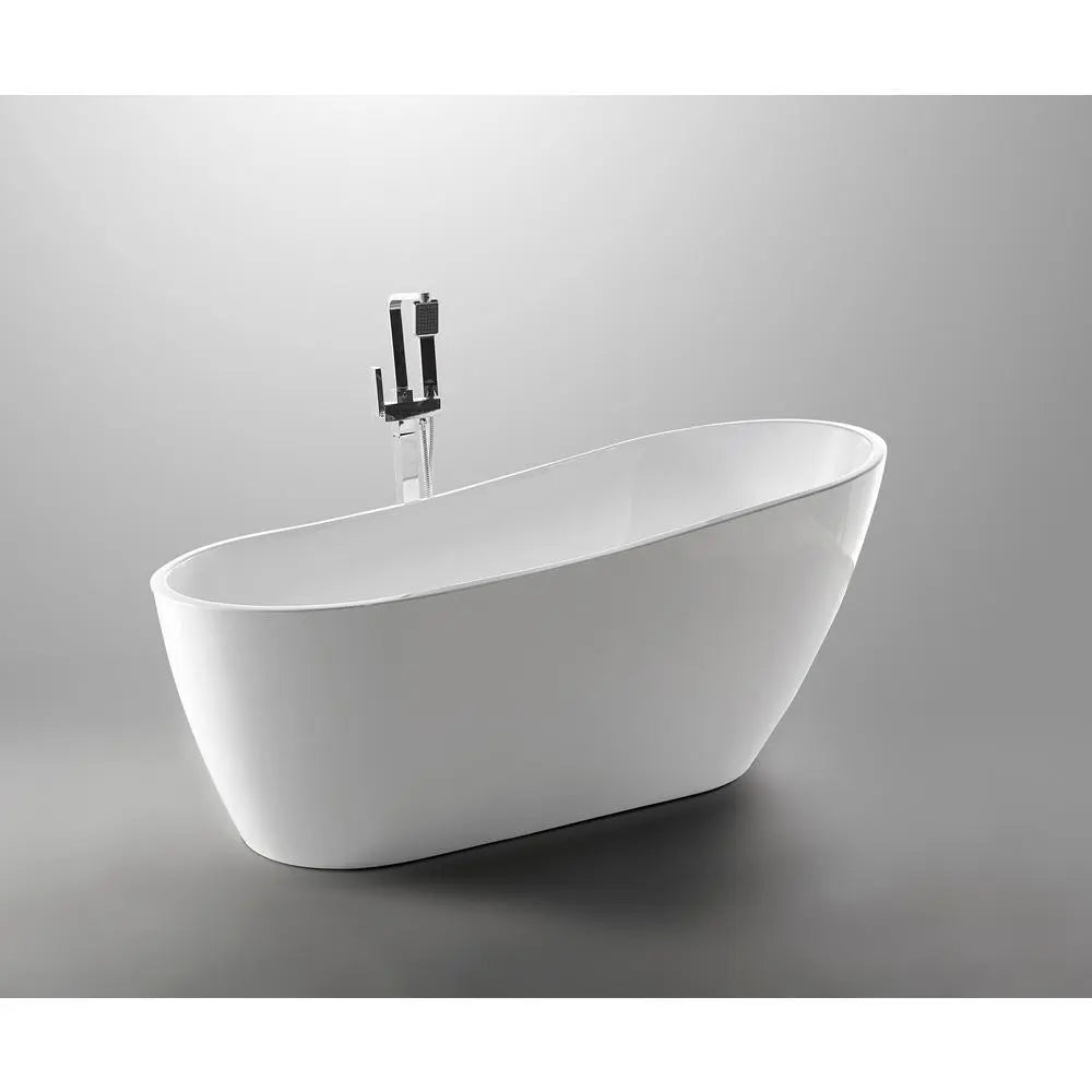 ANZZI Trend Series FT-AZ093 5.58 ft. White Freestanding Tub with Built-In Overflow and Reversible Drain