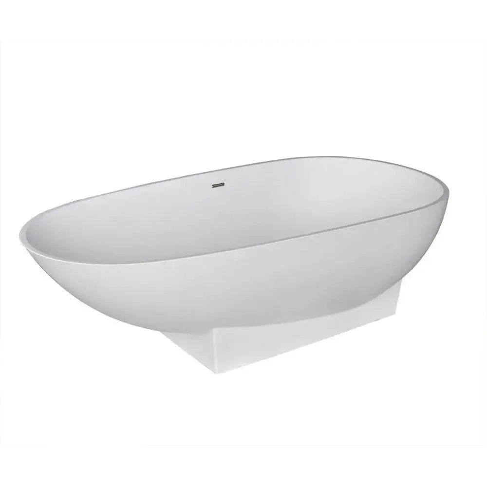 ANZZI Volo Series 5.9 ft. Man-Made Stone Classic Freestanding Flatbottom Non-Whirlpool Bathtub in Matte White with Freestanding Faucet SW Corp