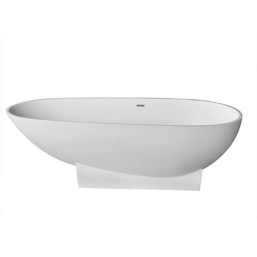 ANZZI Volo Series FT-AZ506 5.9 ft. Man-Made Stone Center Drain Matte White Freestanding Tub