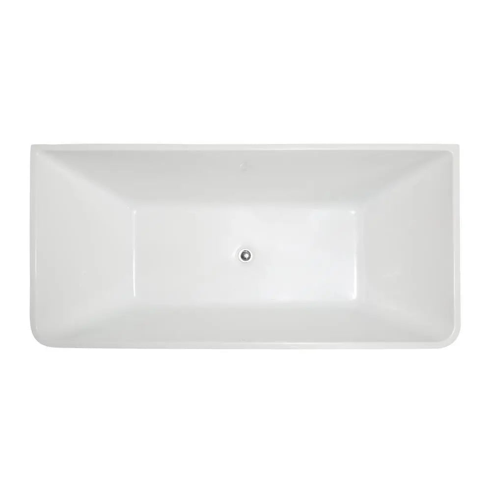 ANZZI Zenith Series FT-AZ099 5.58 ft. Freestanding White Bathtub with Built-In Chrome Overflow & Center Drain
