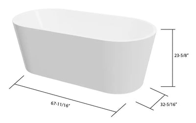 A&E Bath and Shower Niagara 67" Freestanding Tub No Faucet A & E Bath and Shower