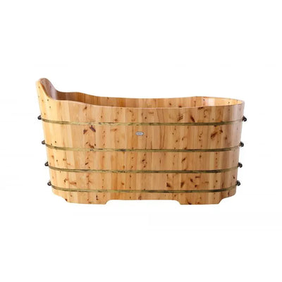Alfi Brand AB1103 59", Premium Freestanding Cedar Wooden Bathtub with Bench Alfi Trade Inc