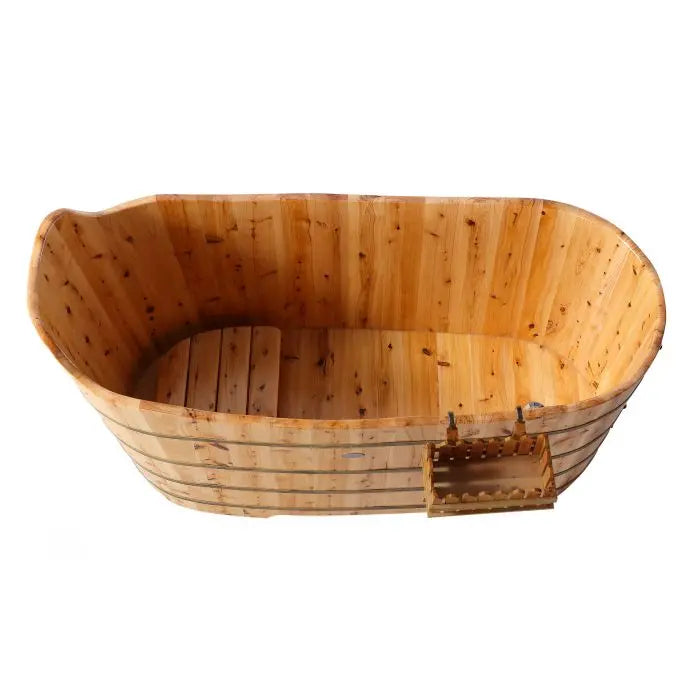Alfi Brand AB1103 59", Premium Freestanding Cedar Wooden Bathtub with Bench Alfi Trade Inc