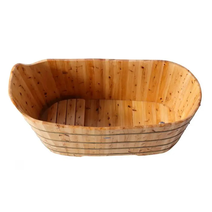 Alfi Brand AB1103 59", Premium Freestanding Cedar Wooden Bathtub with Bench Alfi Trade Inc