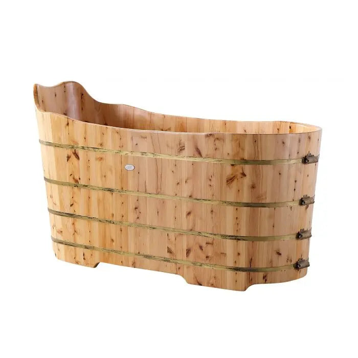 Alfi Brand AB1103 59", Premium Freestanding Cedar Wooden Bathtub with Bench Alfi Trade Inc