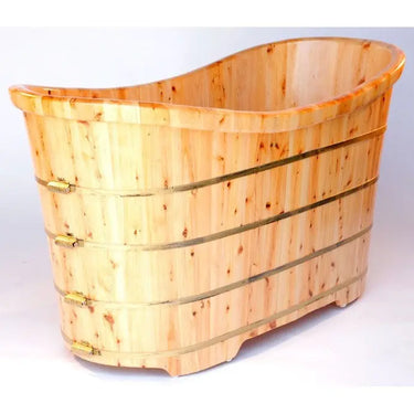 ALFI Brand AB1105 63", Premium Freestanding Cedar Wooden Bathtub - side view
