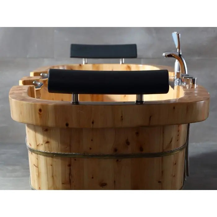 Alfi Brand AB1130 65" 2 Person Free Standing Cedar Wooden Bathtub with Fixtures & Headrests Alfi Trade Inc