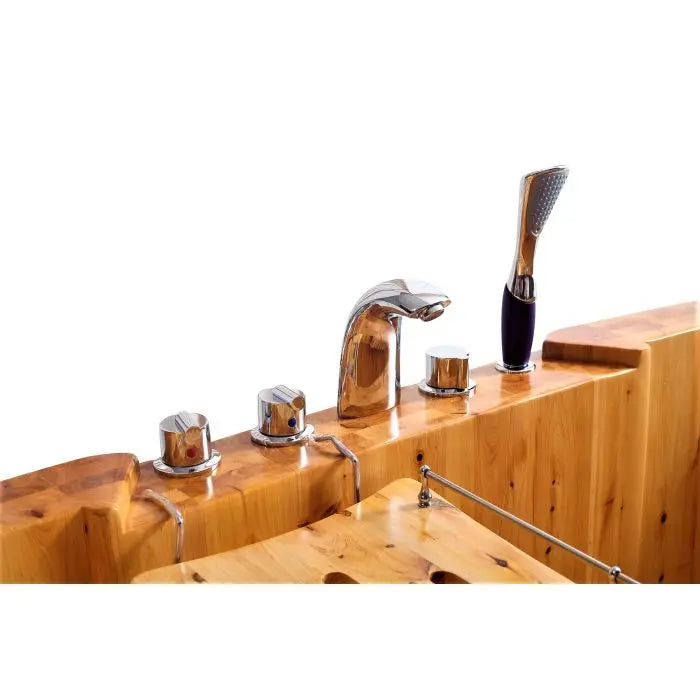 Alfi Brand AB1130 65" 2 Person Free Standing Cedar Wooden Bathtub with Fixtures & Headrests Alfi Trade Inc