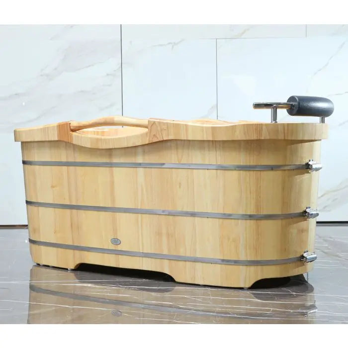 Alfi Brand AB1163 61" Free Standing Wood Bath with Cushion Headrest