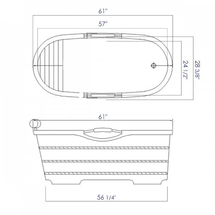 Alfi Brand AB1163 61" Free Standing Wood Bath with Cushion Headrest Alfi Trade Inc