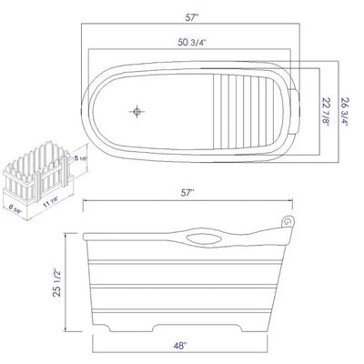 Alfi Brand AB1187 57" Free Standing Wooden Soaking Bathtub with Headrest Alfi Trade Inc