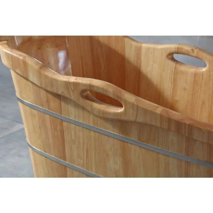 Alfi Brand AB1187 57" Free Standing Wooden Soaking Bathtub with Headrest Alfi Trade Inc