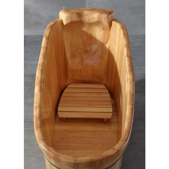 Alfi Brand AB1187 57" Free Standing Wooden Soaking Bathtub with Headrest Alfi Trade Inc