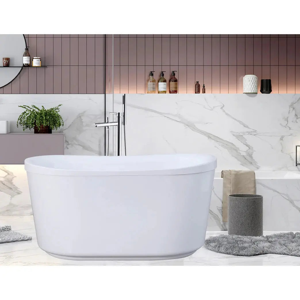 Aqua Eden 51-Inch Acrylic Freestanding Tub with Drain, Glossy White - VTDE513026BA Kingston Brass