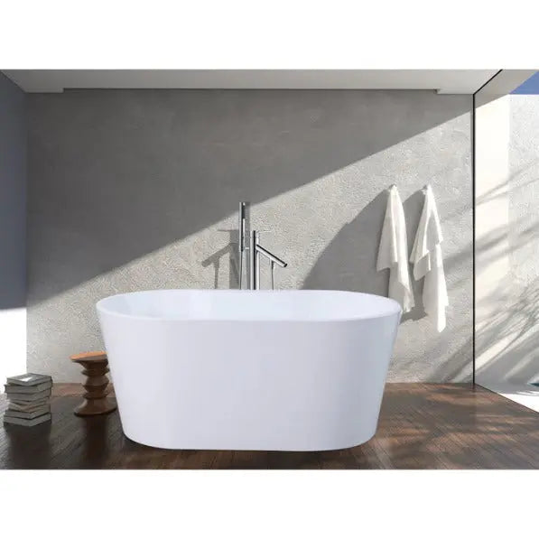 Aqua Eden 56-Inch Acrylic Freestanding Tub with Drain, Glossy White - VTDE563224BA Kingston Brass