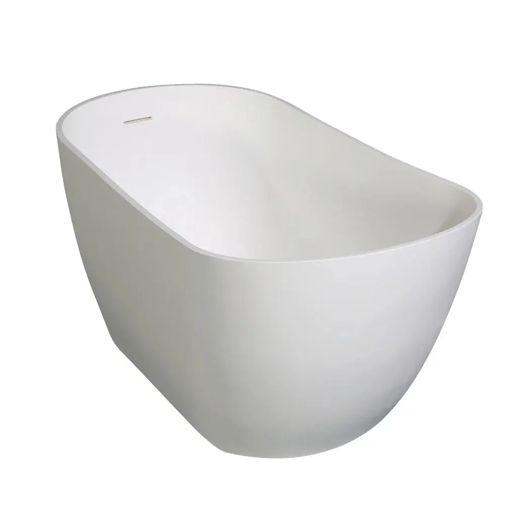 Arcticstone 52" Matte White Slipper Solid Surface Freestanding Tub with Reversible/End Drain