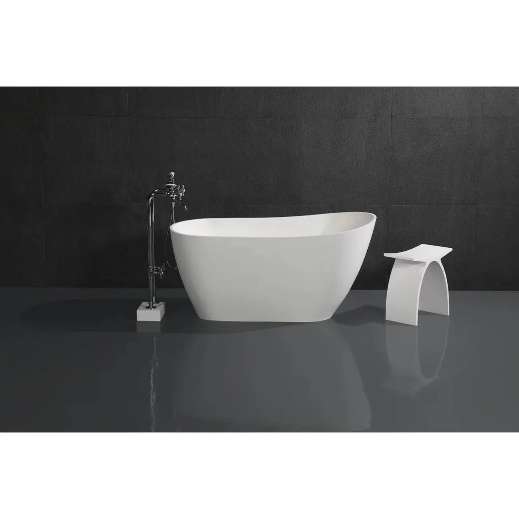 Arcticstone 52-Inch Slipper Solid Surface Freestanding Tub with Drain, Glossy White/Matte White - VRTSS513026 Kingston Brass