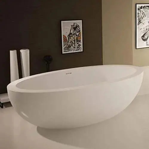 Atlantis Whirlpools Cabarita 75 x 41 Matte White Artificial Stone Wide Freestanding Tub SW Corp