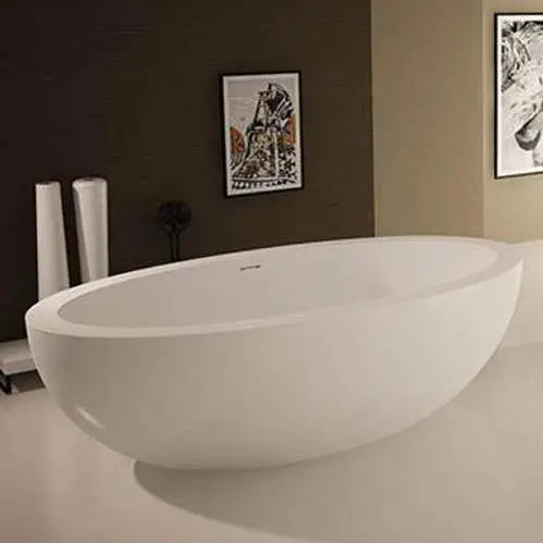 Atlantis Whirlpools Cabarita 75 x 41 Matte White Artificial Stone Wide Freestanding Tub