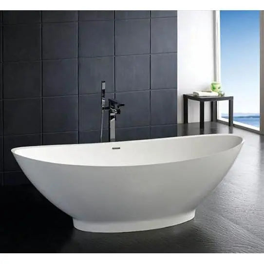 Atlantis Whirlpools Lucea 72 x 33 Matte White Artificial Stone Freestanding Bathtub