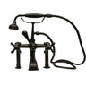 Barclay Clawfoot Tub Rim-Mounted Filler with Hand-Held Shower " Metal Cross Handles - 4603-MC