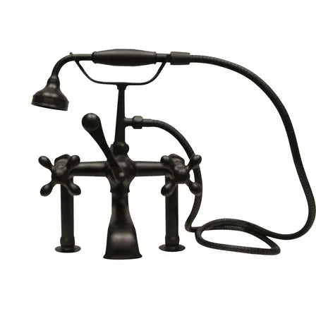 Barclay Clawfoot Tub Rim-Mounted Filler with Hand-Held Shower – Metal Cross Handles - 4603-MC