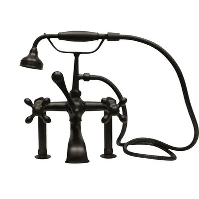 Barclay Clawfoot Tub Rim-Mounted Filler with Hand-Held Shower – Metal Cross Handles