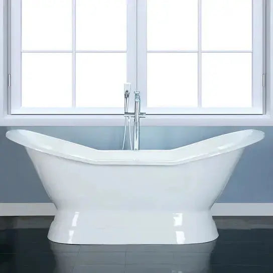Barclay 72" Oxnard Cast Iron Double Slipper Pedestal Tub with Continuous Rolled Rim