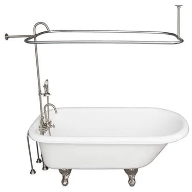 Barclay Andover 60" Acrylic Roll Top Tub Kit in White - Brushed Nickel Accessories - TKATR60-WBN2 Barclay Products