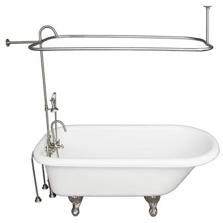 Barclay Andover 60″ Acrylic Roll Top Tub Kit in White – Brushed Nickel Accessories - TKATR60-WBN2 Barclay Products