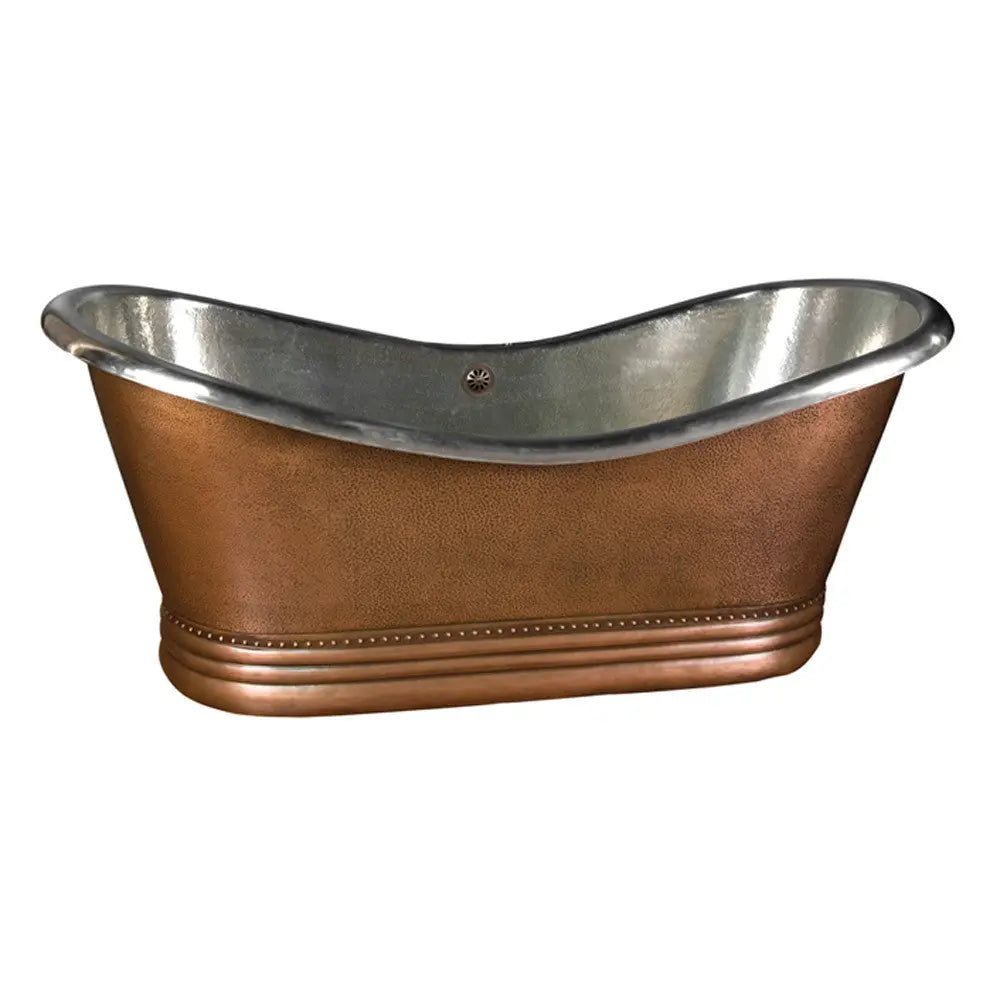 Barclay Ankara 66" Hammered Antique Copper Tub with Nickel Interior