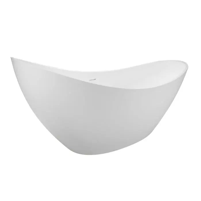 Barclay Britta 73" Resin Slipper Tub in Glossy or Matte White with White Pop-Up Center Drain