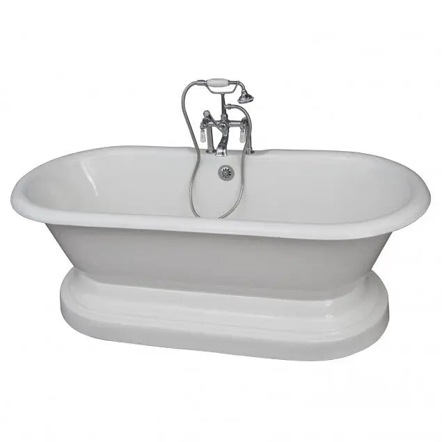 Barclay Columbus 61″ Cast Iron Pedestal Tub Kit with Porcelain Lever Handle Faucet