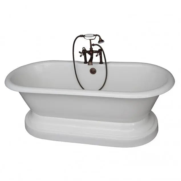 Barclay Columbus 61″ Cast Iron Pedestal Tub Kit with Metal Cross Handle Faucet