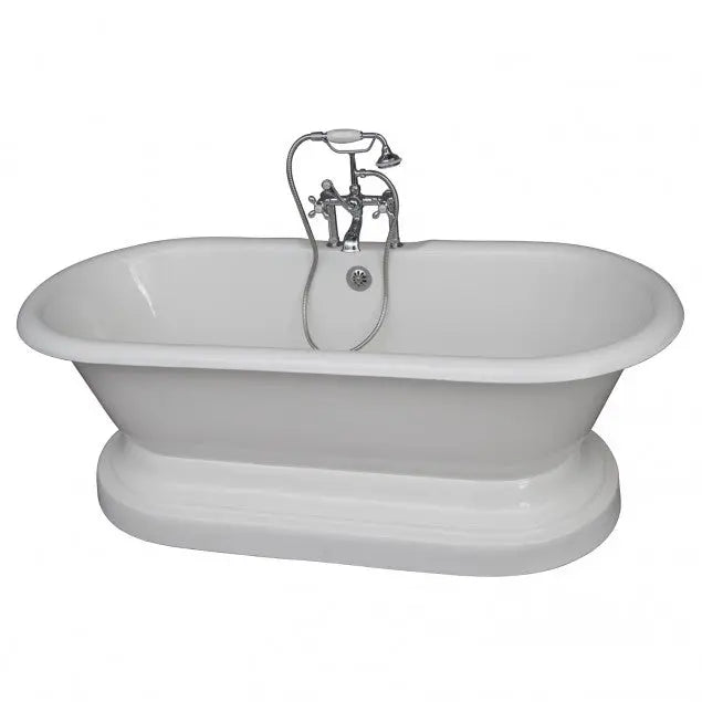 Barclay Columbus 61″ Cast Iron Pedestal Tub Kit with Metal Cross Handle Faucet