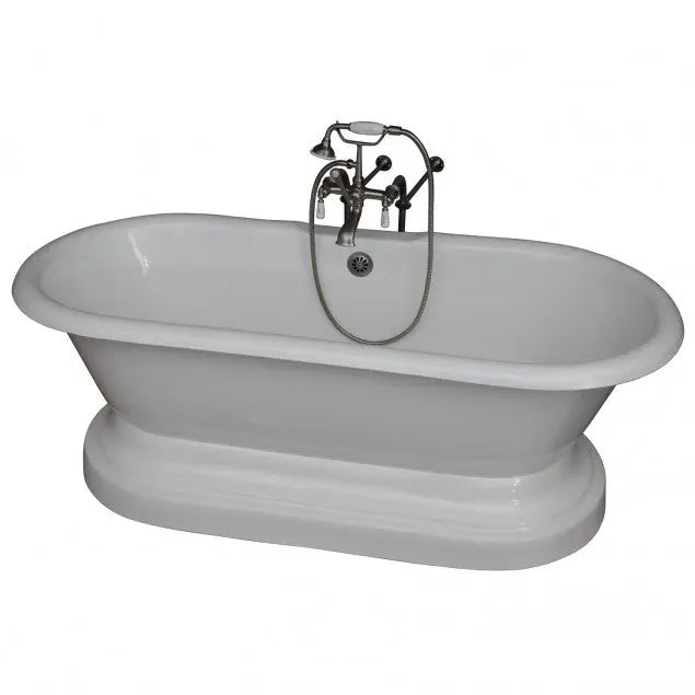 Barclay Columbus 61″ Cast Iron Pedestal Tub Kit -  No Faucet Holes, Lever Handle Tub Faucet
